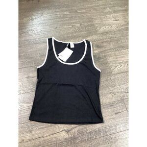 H&M Divided Womens Black Tank Top With White Trim M Casual Wear everyday NWT